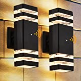 DASTOR Dusk to Dawn Outdoor Wall Sconces 2 Pack, 3000K Warm White Up and Down Wall Lights Outdoor, Aluminum Exterior LED Light Fixtures for Porch Patio Garage