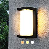 Sytmhoe Modern Outdoor Wall Lights,24W-LED Wall Sconce Light Fixtures,3-Color-Changeable Wall Mounted Lamps,Matte Black Porch&Patio Light,IP65 Waterproof for Hallway Stairs Gardens
