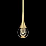 MOTINI 1-Light Teardrop Crystal Pendant Light in Gold Brushed Brass Finish Mini LED Light Fixtures Metal Rod Ceiling Globe Glass Pendant Lighting for Kitchen Island Bedroom Dining Room Bar