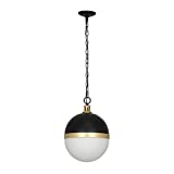 Catalina 20588-001 Modern 2-Tone Round Glass Pendant Ceiling Light, 12 in, Matte Black and Gold