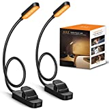 Clip on Book Light for Reading in Bed, AXX Rechargeable Reading Lights for Kids, Amber Clip Lights for Reading - LED, Small, Battery Operated, Lightweight, Portable Book Light for Bookworms (2 Pack)