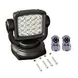 Lightronic 10-30 VDC 80W 6000K Natural White Super Bright Long-Range Spot Beam Off-Road Wireless Remote Controlled LED Search Light/Truck Roof Spot Light/Work Lamp, IP67 Waterproof, Black Finish, 1PC