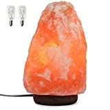 7 Inch Himalayan Salt Lamp with Dimmer Cord - Night Light Natural Crystal Rock Classic Wood Base Authentic from Pakistan