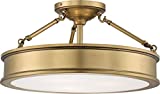 Minka Lavery Semi Flush Mount Ceiling Light 4177-249, Harbour Point Glass Lighting Fixture, 3 Light, Liberty Gold