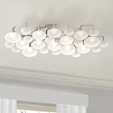 Lilypad Modern Contemporary Ceiling Light Semi Flush Mount Fixture Chrome 30' Wide 12-Light Frosted Opal Etched Glass Decor for Bedroom Kitchen Living Room Hallway Bathroom - Possini Euro Design