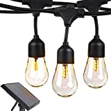 Brightech Ambience Pro Solar Powered String Lights - Commercial Waterproof Patio Lights with 27 Ft Edison Bulbs - Shatterproof LED Solar Outdoor String Lights - 1W LED, Soft White Light