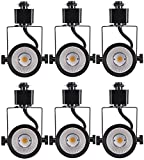 Cloudy Bay 8W Dimmable LED Track Light Head,4000K Cool White CRI90+ True Color Rendering Adjustable Tilt Angle Track Lighting Fixture,40° Angle for Accent Retail,Black Finish,Halo Type- Pack of 6