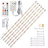 WOBANE Under Cabinet LED Lighting kit, 6 PCS LED Strip Lights with Remote Control Dimmer and Adapter, Dimmable for Kitchen Cabinet,Counter,Shelf,TV Back,Showcase 2700K Warm White,Bright 1500lm,Timing