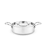 Heritage Steel 2.5 Quart Sauteuse Pan with Lid - Titanium Strengthened 316Ti Stainless Steel with 5-Ply Construction - Induction-Ready and Fully Clad, Made in USA