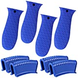 8 Pieces Silicone Hot Handle Holder Non Slip Pot Holders Cover Assist Hot Pan Handle Rubber Heat Resistant Pot Sleeve Grip Cookware Handle for Frying Cast Iron Skillet Metal Pan (Blue)
