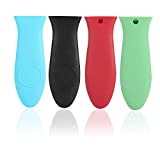 Silicone Hot Handle Holder, Potholder for Cast Iron Skillets, Rubber Pot Handle Sleeve Heat Resistant for Frying Pans & Griddles Sleeve Grip Handle Cover,Metal cookware Handles, Red,Black,Blue,Green