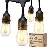addlon LED Outdoor String Lights 48FT with 2W Dimmable Edison Vintage Shatterproof Bulbs and Commercial Grade Weatherproof Strand - UL Listed Heavy-Duty Decorative Cafe, Patio, Market Light