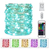 Christmas Color Changing Fairy String Lights 33 Feet 100 Led Twinkle Lights USB Operated Silver Wire Starry Lights with Remote and Adapter Firefly Lights for Room Party Wedding Indoor Decor (33 ft)