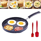 Egg Pan 4 Cups Mini Frying Egg Pans Nonstick Skillet Omelet Pan, Suitable For Gas Stove & Induction Cooker, Aluminium Alloy Cooker For Breakfast, Dishwasher Safe (Black)