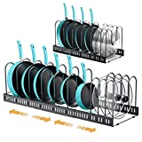 Finnhomy Upgrade 4 Pieces Extra-Large Pot and Pan Organizer for Cabinet, DIY Expandable Pots and Pans Organizer, Pot Rack Kitchen Cabinet Organizer 14 Tier with Non-slip Feets