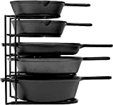 Heavy Duty Pan Organizer, 5 Tier Rack - Holds up to 50 LB - For Cast Iron Skillets, Griddles and Shallow Pots - Durable Steel Construction - Space Saving Kitchen Cabinet Storage - No Assembly Required