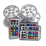 Creatrek RGB Color Changing LED Tea Lights, Battery Powered Submersible Vase Lamps W/ 21-Key Remote Control (4-Pack)