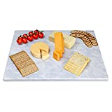 Homeries Marble Cutting Pastry Board (20 x 16 Inches) - Marble Serving Tray for Cheese, Pastries, Bread - Large White Fancy Marble Slab for Cake Display Marble – Sleek Design & Non Slip Rubber Feet