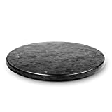 Flexzion Marble Pastry Board - Black, 12 inch Round Non-Stick Stain & Heat Resistant Charcuterie Cheese Dough Cutting Serving Cutlery Board Tray for Parties, Kitchen