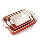 SWEEJAR Ceramic Bakeware Set, Rectangular Baking Dish Lasagna Pans for Cooking, Kitchen, Cake Dinner, Banquet and Daily Use, 11.8 x 7.8 x 2.75 Inches of Baking Pans (Red)