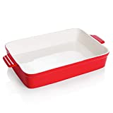 Sweese 520.104 Porcelain Baking Dish, Non-stick Lasagna Pan, Large Rectangular Baking Pan, Casserole Dish, 13 x 9 Inches, Red