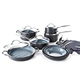 GreenPan Valencia Pro Hard Anodized Healthy Ceramic Nonstick 16 Piece Cookware Pots and Pans Set, PFAS-Free, Induction, Dishwasher Safe, Oven Safe, Gray