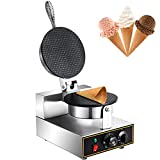 VEVOR Commercial Ice Cream Cone Waffle Maker Machine, 110V Electric Waffle Cone Machine, 1200W Stainless Steel Egg Cone Baker w/ Non-Stick Teflon Coating, Temp & Time Control for Restaurant Bakeries
