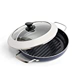 Blue Diamond Cookware Diamond Infused Ceramic Nonstick 11' Grill Genie Pan with Lid, PFAS-Free, Dishwasher Safe, Oven Safe, Blue