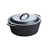Lodge Pre-Seasoned Dutch Oven With Loop Handles and Cast Iron Cover, 7 Quart, Black