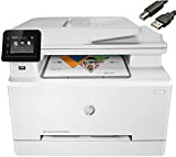 HP Color LaserJet Pro M283cdw Wireless All-in-One Laser Printer-Remote Mobile Print-Print Scan Copy Fax-Auto 2-Sided Printing, 22ppm, 600x600DPI, 260-Sheet, 256MB(7KW73A), White, Ahaghug Printer Cable