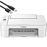 Canon PIXMA TS Series Wireless Inkjet All-in-One Printer - Print, Scan and Copy for Home or Office - up to 4800 x 1200 Resolution, 1.5 Segment LCD Display - White - BROAGE 6 Feet Printer Cable