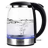 COSORI Electric Kettle with Upgraded Stainless Steel Filter and Inner Lid, Wide Opening Glass Tea Kettle & Hot Water Boiler, LED Indicator Auto Shut-Off & Boil-Dry Protection, BPA Free,1.7L, Black