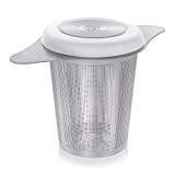 Teabloom Universal Tea Infuser with Lid/Coaster – Fits Mugs, Cups, Teapots – Food Grade 304 Stainless Steel Filter – Large Capacity with Extra-Fine Mesh