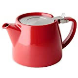FORLIFE Stump Teapot with SLS Lid and Infuser, 18-Ounce, Red