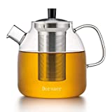 Dorsaer Tea Pot with Basket Infuser - 43.9oz Tea Infusers for Loose Tea Large with Removable Tea Infuser and Lid and Stove Top Safe Teapot Kettle