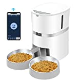 Automatic Cat Feeder, Smart Pet Food Dispenser with APP Control ,WiFi Enabled Automatic Feeder for Dogs, Cats & Small Pets, Double Stainless Steel Bowls,6 Meals Portion Control and Voice Recording