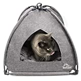 Winsterch Cat Bed for Indoor Cats,Kitten Bed,Washable Warm Enclosed Covered Cat Bed Tent,Pet Bed for Cats,Cat Cave Bed House for Small Pets (18.5'' x 18.5'' x 15.8'', Grey)