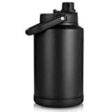 Sursip One Gallon Vacuum Insulated Jug,Double-Walled 18/8 Food-grade Stainless Steel 128oz Water Bottle,Hot/Cold Thermo,Travel/Camping/Sports/Outdoor/Driving Choice(Black)
