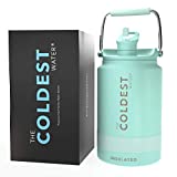 COLDEST Sports Water Bottle 128 oz /One Gallon (Straw Lid), Leak Proof, Vacuum Insulated Stainless Steel, Hot Cold, Double Walled, Thermo Mug, Metal Canteen Growler Jug