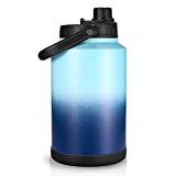 Sursip One Gallon Vacuum Insulated Jug,Double-Walled 18/8 Food-grade Stainless Steel 128oz Water Bottle,Hot/Cold Thermo,Travel/Camping/Sports/Outdoor/Driving Choice(Blue Waves)