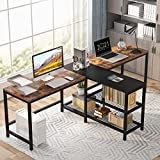 Tribesigns 94.5 Inch Two Person Desk with Storage Shelves, Double Computer Office Desk with Splice Board, Extra Long Desk Study Writing Table Workstation for Home Office
