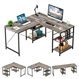 Bestier L Shaped Desk with Shelves 86.6 Inch Reversible Corner Computer Desk or 2 Person Long Table for Home Office Large Gaming Writing Storage Workstation P2 Board with 3 Cable Holes, Black