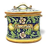 CERAMICHE D'ARTE PARRINI- Italian Ceramic Biscuit Cookies Jar Hand Painted Decorated Lemons Made in ITALY Tuscan Art Pottery