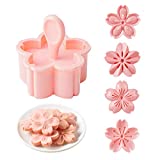 Cookie Press, 4 Styles Cookie Stamps Cherry Blossom Cookie Cutters Mold for Sakula Cookies Pastry Accessories (Pink)