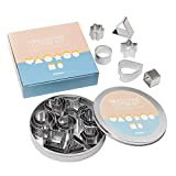 Chrider Mini Metal Cookie Cutters Set, Geometric Shapes Cookie Biscuit Cutter Set, Star Flower Hexagon Round Heart Square Triangle Oval Stainless Steel Cutter for Baking (24 Pcs Small Cookie Cutters)