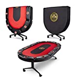 Triton Poker Folding Poker Table Casino Style - 10 Players Oval Portable Texas Hold'em Poker Table with Mats (Included)