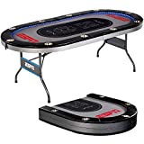 Foldable Poker Table for Friends and Family, in-Laid LED Lights, Sports & Outdoors Recreation Game Room Poker & Casino, Gray