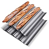 KITESSENSU Nonstick Baguette Pans for French Bread Baking (4 Loaves 15' x 13' Set of 2)