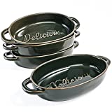 Artena 18oz Solid Baking Dishes for Oven Set of 4, Artichoke Oval Casserole baking Dish Set, Ultra-fine Ceramic Bakeware, Small lasagna pan,Au gratin pans,Serving Dishes in 7.65x4.85x1.75 inch