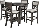 New Classic Furniture Gia 5-Piece Round Counter Height Set with 1 Dining Table and 4 Chairs, 42.25', Gray